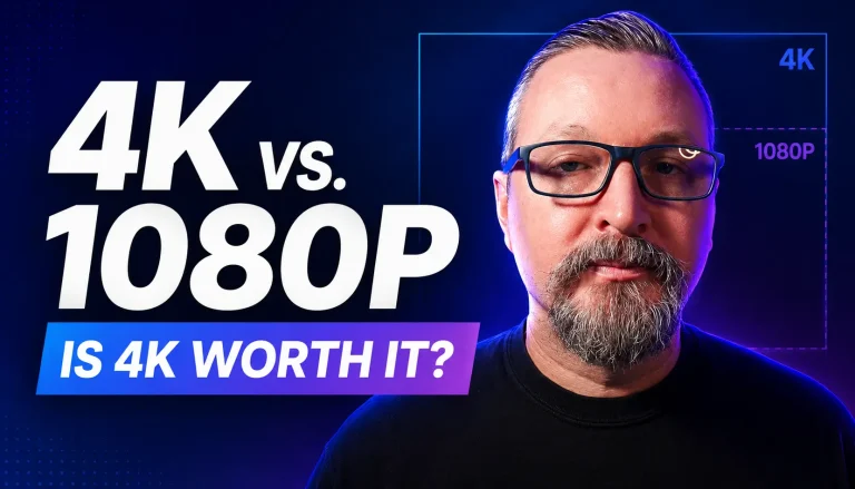 Travis Dempsey with 4K vs 1080p video podcast comparison graphic