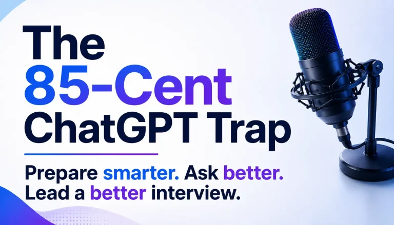 The 85-Cent ChatGPT Trap featured image about preparing smarter, asking better questions, and leading a better podcast interview.